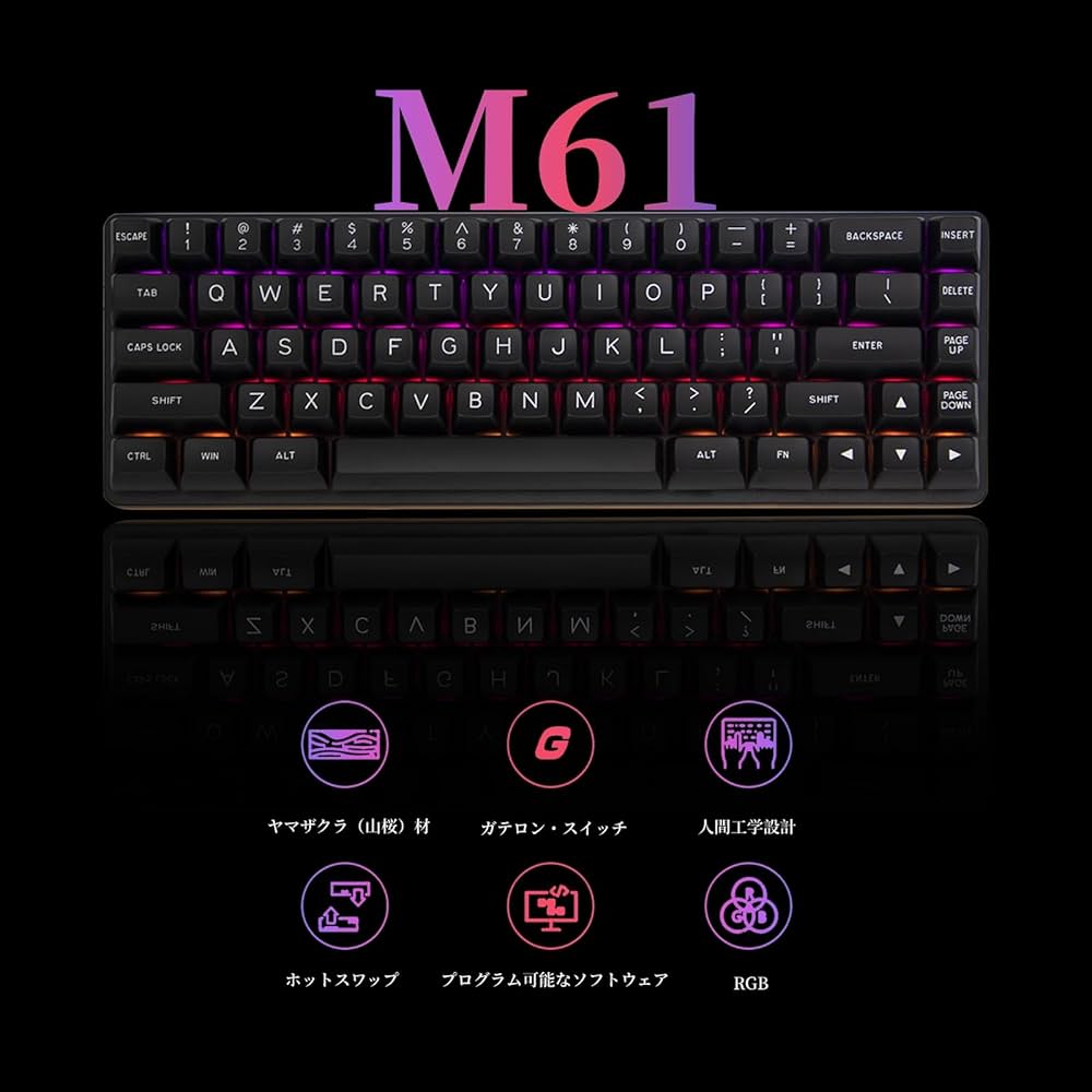 レトロスタイル木製キーボード 本体のみ Amazon | OUSEITECH M61 木製 ワイヤレスキーボード Bluetooth